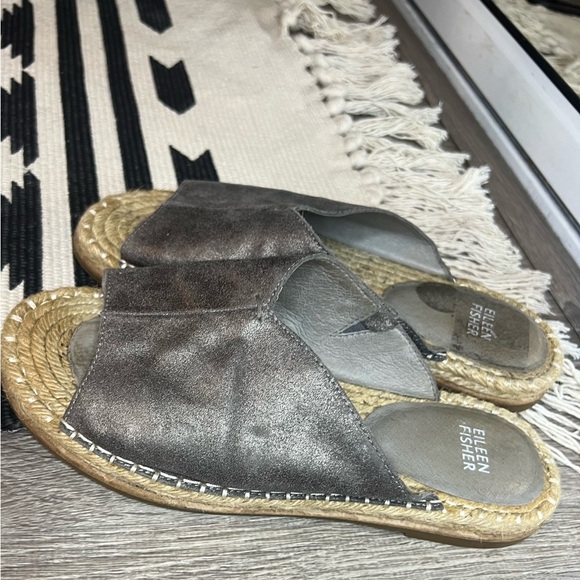 Eileen Fisher Milly Metallic Suede Espadrille Sandal Size 8.5 - Picture 4 of 7